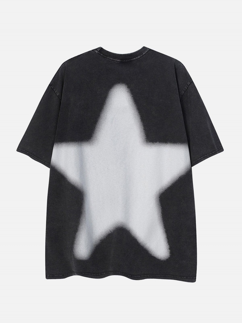 Noir  T Shirts Aelfric Eden Star Print Washed Tee - RPJ-3192912